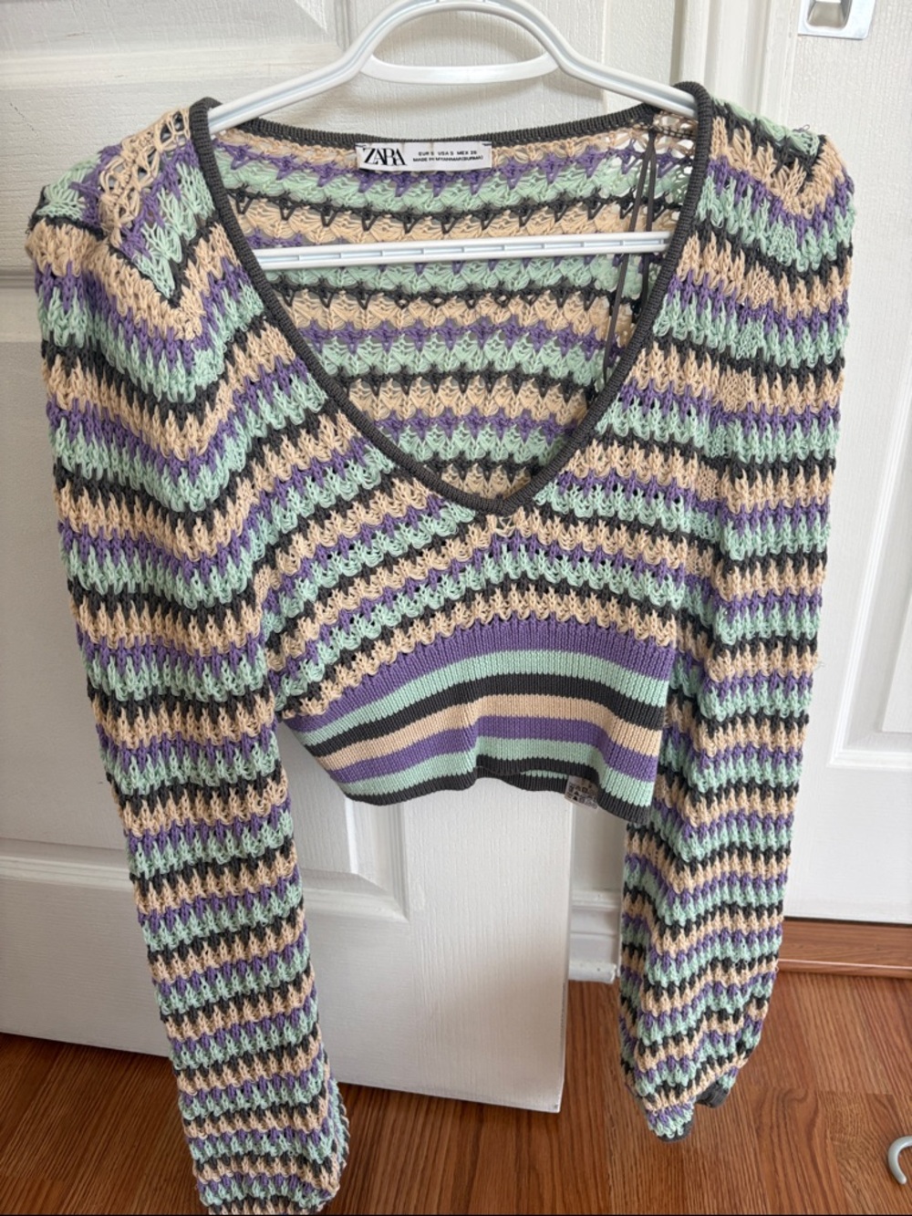 Zara Crochet V-Neck Sweater